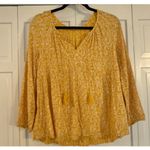 Old Navy NWT yellow floral split neck blouse size M Photo 3