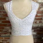Hollister  White with Blue Floral V Neck Sleeveless  Crop Top Size S Photo 0