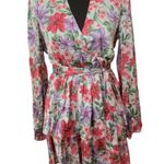 Dance & Marvel Satin Floral long sleeve Belted mini dress Photo 2
