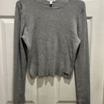 Calvin Klein Women’s Size Large Gray Long Sleeve Ribbed Cropped Sweater Photo 0