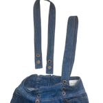 Anthropologie Anthro Pilcro Retro 70s Highrise Bibbed Denim Strappy Jumpsuit size 28 Photo 6