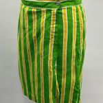 Vintage 80s Striped Wrap Front Skort Patterned Cotton Lime Green Yellow Womens M Size M Photo 4