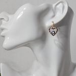 Gold Filled Multi Color Zirconia Heart Evil Eye Huggie Earrings Photo 3