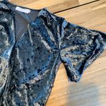 Nectar Clothing Blue Velour Faux Wrap Bell Sleeve Top S Photo 4