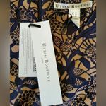 NWT Modcloth Uttam Boutique Navy Blue & Copper Floral Sheath Dress US Size 2/4 Tan Photo 4