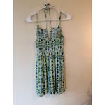 Aerie  Halter Mini Dress Women Medium Blue White Floral Spaghetti Straps Sundress Photo 1