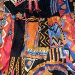 Gorman Vintage VTG Novelty Silk Fiesta Bird Fish Boho Geometric Tank Midi Dress Blue Photo 3