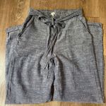 Max Studio linen pants navy blue dye belted cuffed pockets women’s size medium Photo 6