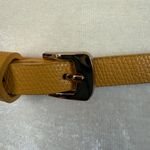 H&M  yellow leather adjustable skinny belt with gold buckle size small Photo 2