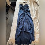 Veronica Beard  Aldana Embossed Halter Midi Blue Dress Photo 6