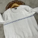 Vince Jacquard Pullover Sweatshirt 3/4 Sleeve Textured Cotton Blend White Size L Photo 12