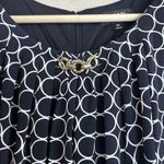 Tahari  Jumpsuit Women’s 10 Navy Geometric Polka Dot Sleeveless Belted Wide Leg Photo 6