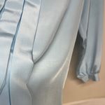 Jaclyn Smith  Sky Blue Satin Blouse Photo 7