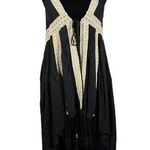 Ciel USA Crochet Gauze Lagenlook Topper Kimono Size Medium Black Photo 0