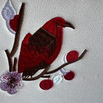 Purse with cardinal embroidery White Photo 3