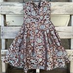 Jessica McClintock brown blue metallic floral vintage 90s prom cocktail dress Photo 4