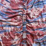 Wild Fable TIE DYE MESH BUTTON UP LONG SLEEVE RUCHED DRESS Photo 2