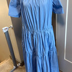 Nordstrom  Tiered Powder Blue Cotton Milkmaid Cottagecore Maxi Dress Short Sleeve Photo 0