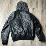 Levi's Black Faux Leather Hooded Bomber Jacket Size Small Photo 13