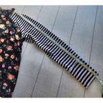 LuLaRoe  Amber Floral Hoodie Black White Striped Raglan Sleeves Medium Photo 5