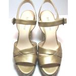 Enzo Angiolini Womens  Greyti Gold Tan Platform Sandals Wedges Heels Size 9.5 NEW Photo 4