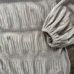 Free People  Gray Velvet Button Down Shirt Size Small My Best Top Oversized Photo 5