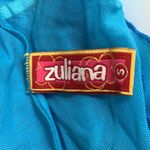 Zuliana Size Small Mesh Teal Ruffle Side Tie Mini Skirt. Made in USA. New Blue Photo 5