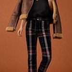 Anthropologie Women's Alicia Plaid Moto Corduroy Zip High Waist Pants Size 27 Photo 1
