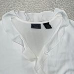 Laura Scott  Long Sleeve Ruffle Blouse V-Neck White 20W Plus Business City Party Photo 2