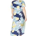 Jessica London BLUE YELLOW WHITE ALL OVER PRINT HI-LOW FAUX WRAP MAXI DRESS 16W Photo 1