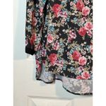 Eyeshadow Women's Black Long Sleeved Top With Pink Floral Print, Polyester, 2X Photo 2