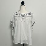 The Great Off White Black Beaded Oversized Extended Shoulder Short Sleeve Top 1 Photo 3