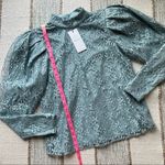 WAYF Elan Blue Lace Long Puff Sleeve Mockneck Blouse Top Women’s Size Small Photo 5