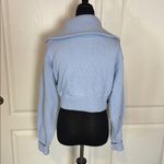 ZARA  100% COTTON BABY BLUE KNIT CROPPED HALF ZIP SWEATER Photo 5