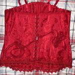 Frederick's of Hollywood  size 42 sweetheart red lace up corset red double laces Photo 7