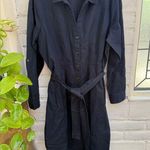 Amour Vert Blue Long Sleeve Notched Collar Shirt Dress Photo 1