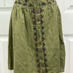 Maeve  for Urban Outfitters Boho Olive Embroidered A-Line Skirt 10 Photo 0