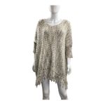 Umgee  Fringe Poncho‎ Knit Sweater Tunic Pullover Oversized Neutral Colors Photo 5