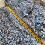 Tizzie button down blouse 3/4 sleeve Rome style navy tattersall size small NWT Photo 4