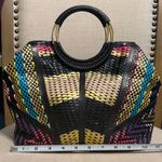 Sharif Multicolor Leather Woven Tote Black Photo 9