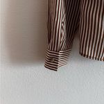 ZARA Striped Embroidered Beaded Shirt S Brown / Ecru Photo 6