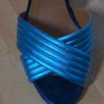 Veronica Beard  Olympia Quarter Strap Sandals Heels Blue Leather Ankle 41 Photo 1