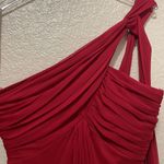 Alex Evenings Red Chiffon One Shoulder Gown Size 8 Photo 2