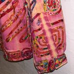 Vintage Bright Pink Ribbon and Sequin embellished Jacket multicolor wearable art Size XL Photo 7