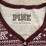 PINK - Victoria's Secret Victoria's Secret PINK Burgundy Thermal Long-sleeved Sleep Shirt Photo 3