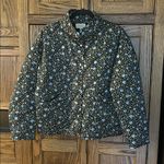 MELLODAY  Floral Quilted Jacket Black Blue Coat Button Up Feminine Womens Medium Photo 0