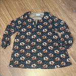 Adrienne  Black and Orange Floral Blouse like new medium Photo 0