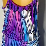 Desigual  Abstract Feather Print Maxi Dress, Purple Blue Tie-Dye Boho Tank 
L Photo 4