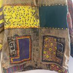 Vintage hand painted 80’s patchwork acid wash color block denim jacket 16 Yellow Photo 11