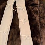 Maniere De Voir NWT Moniere De Voir Flared Knitted Laced Up Leggings Ivory Small Photo 1